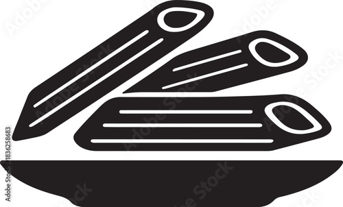 Italian penne pasta, uncooked tubular noodles, perfect for recipes, cooking, and food designs.