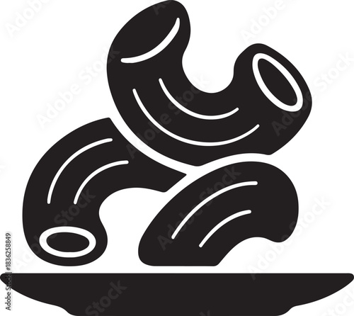 Tasty macaroni pasta silhouette vector. Perfect for cooking, food menu, Italian cuisine, restaurant graphics.