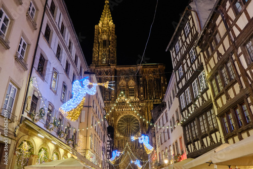 2024, 30 December, Alsace, December: view of Old city center of Strasbourg town with colorful houses.