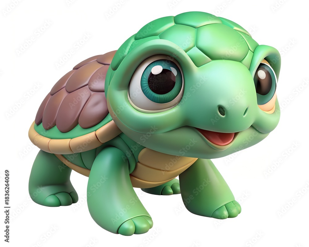 Fototapeta premium Adorable baby turtle with large eyes and a sweet expression isolated on white