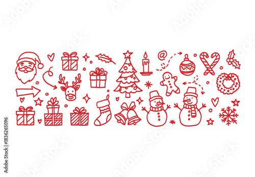 Christmas Hand Drawn Doodle Banner