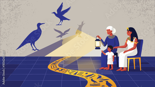 Melodic vector design. Hawaiian k?puna using smart ukulele tuner with biracial. Modern hibiscus and ocean tones. Ideal for website backgrounds, presentation templates, branding materials, digi...