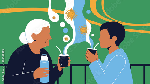 Warm vector design. Kenyan bibi using smart jiko stove with biracial (India. Modern charcoal and spice tones. Ideal for website backgrounds, presentation templates, branding materials, digital...