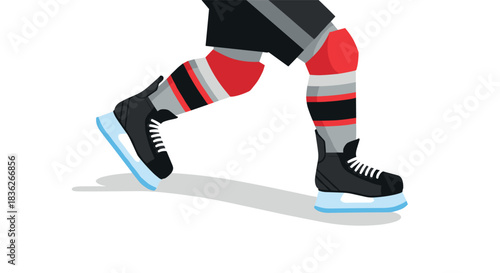 Ice hockey skates and player gear illustration for sports design and merchandise