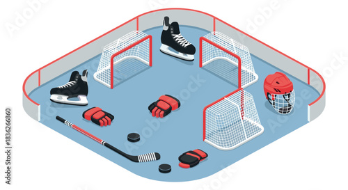 Ice hockey equipment and rink design for sports enthusiasts and athletes