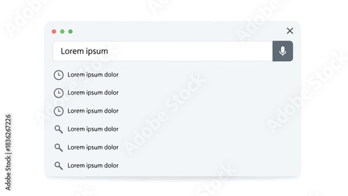 Clean search bar interface with multiple autocomplete suggestions for enhanced UX