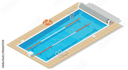 Isometric swimming pool for summer recreation and fitness design