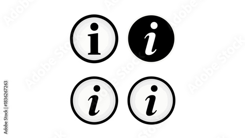 A versatile set of four information point icons for help, support, and guidance. Vector illustration of circular info symbols for web and print