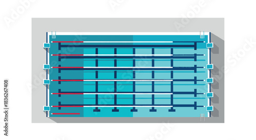 Modern swimming pool illustration featuring lanes and diving platforms for sport and fitness design
