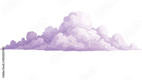 Stylized Cloud Formation A Beautiful Vector Illustration of a Lavender Cumulus Cloud Isolated