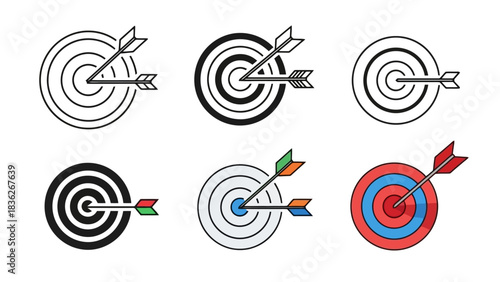 Target with Arrow Icons Precision, Goals, and Success in Various Styles