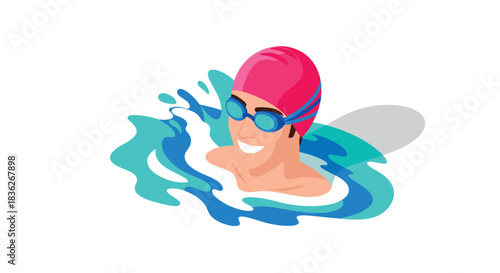 Summer swimming fun illustration for sport event or poster design
