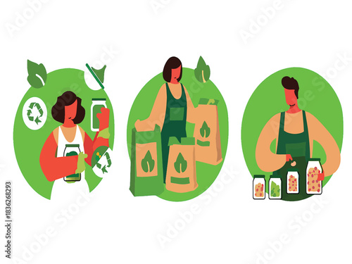 Sustainable living and eco-friendly recycling practices illustrated