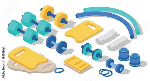 Isometric fitness equipment set for home gym design and exercise planning