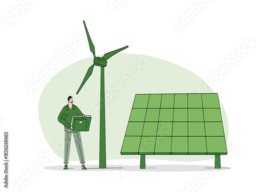 Renewable energy solutions and sustainable development concept