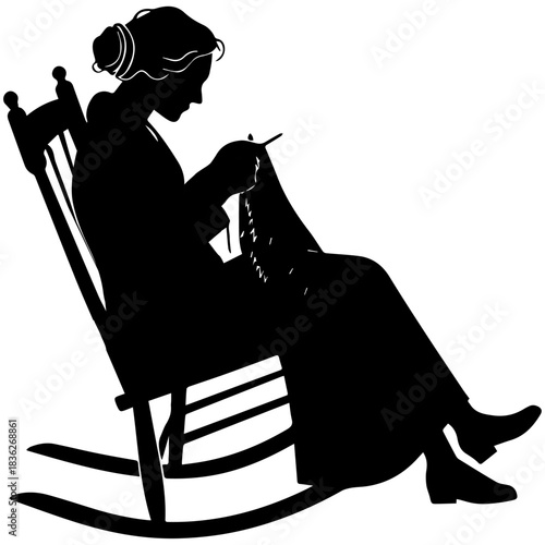 Knitting Silhouette – Rocking Chair Craft Scene