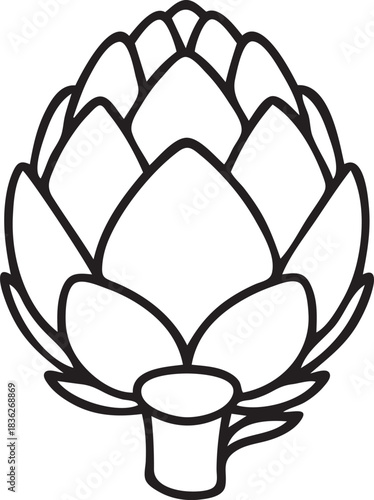 Silhouette of a Artichoke in Natural Pose on White Background