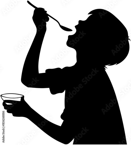 Eating Silhouette – Spoon and Bowl Gesture