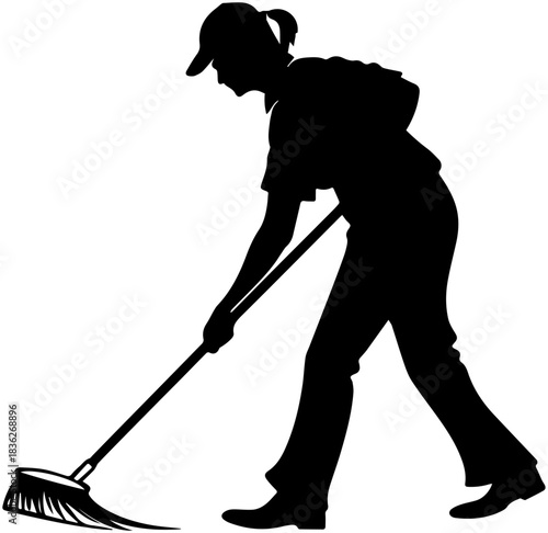 Mopping Silhouette – Cleaning Action Icon