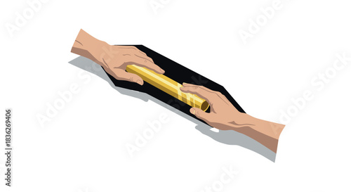 Hands rolling dough on black surface - baking concept for culinary art design