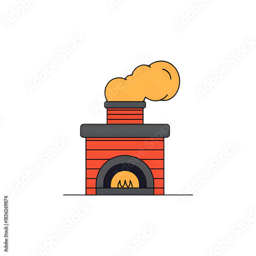 Cozy brick oven with smoke, ready for baking day