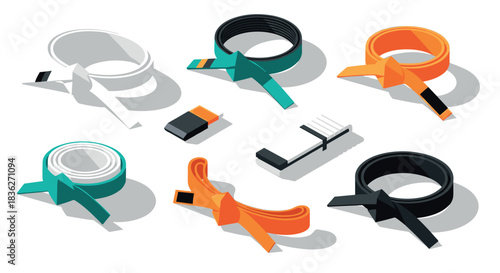 Modern colorful tape and strap collection for creative design purposes