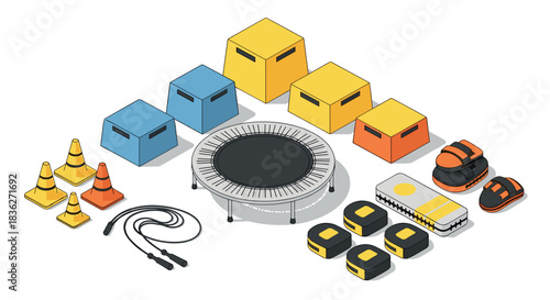 Home workout equipment set for fitness training and exercise routine design