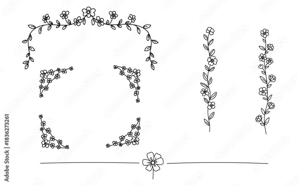 Obraz premium Floral Frame Design – Hand-Drawn Decorative Borders