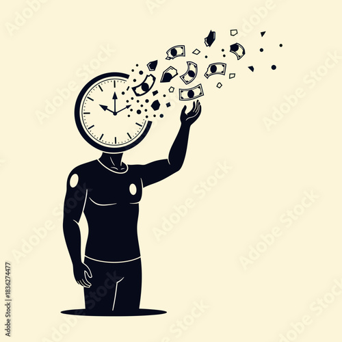 Time is Money - Conceptual Illustration of Time Management and Financial Loss.