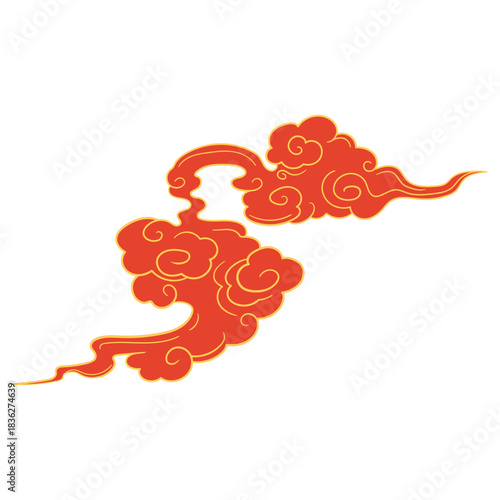 Chinese-style red and gold auspicious cloud illustration