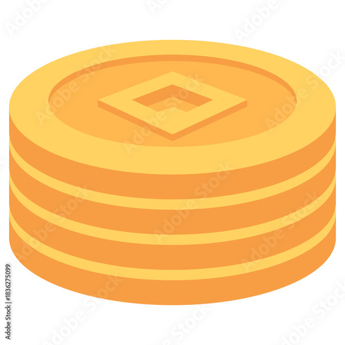 Isometric stack illustration of Chinese coins