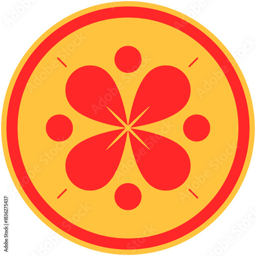 yellow and red flower ornament lunar year