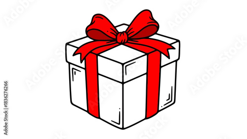 Gift box with red bow on top, perfect for presents, surprise, celebration, and holidays