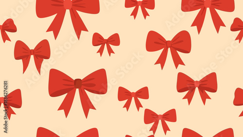 Festive Red Bow Pattern for Celebrations and Gift Wrapping on a Soft Background