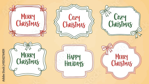 Festive Holiday Greetings Merry Christmas and Happy Holidays Frames Collection for Celebrations