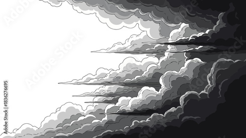 Dramatic contrast of dark storm clouds against a bright sky evoking a sense of foreboding and natural power