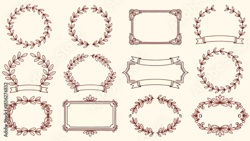 Elegant Decorative Frames and Wreaths for Invitations and Design Projects