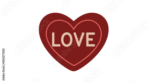 Romantic Heart with Love Text A Symbol of Affection and Valentine's Day
