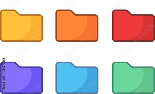colorful closed document file folder flat vector icon set