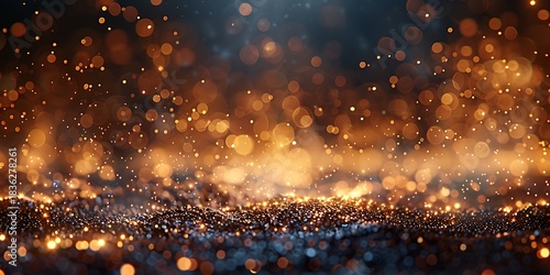 panoramic golden sparkles background bokeh lights abstract glow