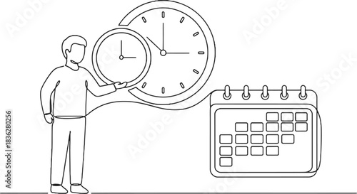 Illustration of a man organizing schedule and ensuring deadline compliance.
