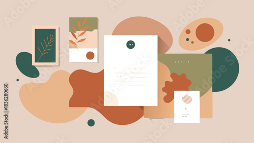 wedding invitations showcasing a vibrant design in yellow, orange, and brown hues.eps