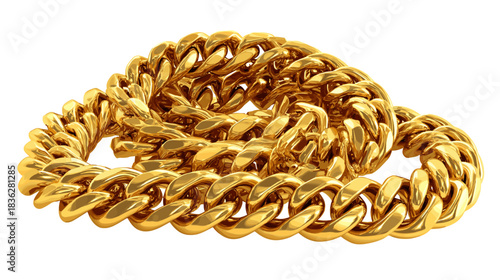 Vector illustration of a thick gold chain in a pile isolated on a white background	