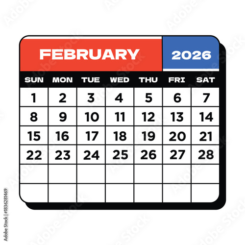 Calendar For The Month of February 2026