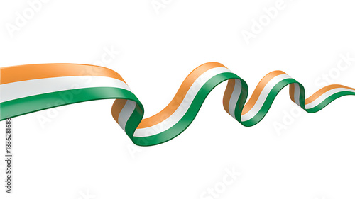 Indian tricolor flag ribbon waving gracefully, representing national pride and independence 
