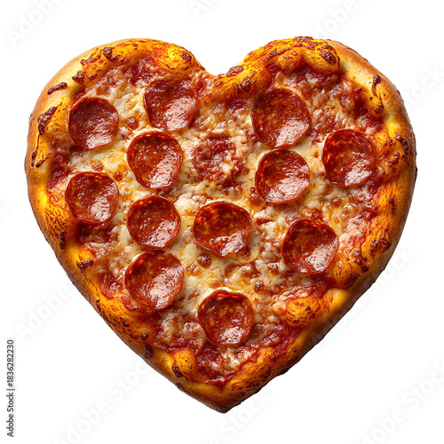 Heart shaped pizza isolated pizza dish with red toppings