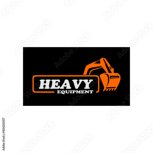 Excavator construction logo design, heavy equipment work excavator logo elements.