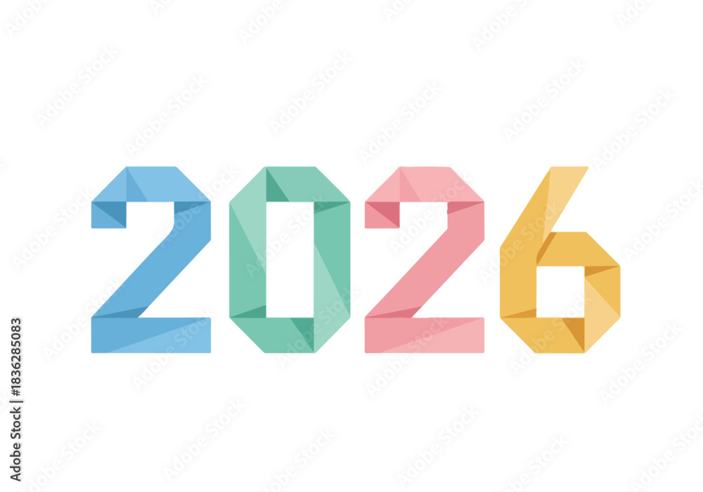 Fototapeta premium Origami Folded 2026 Flat Geometric Vector