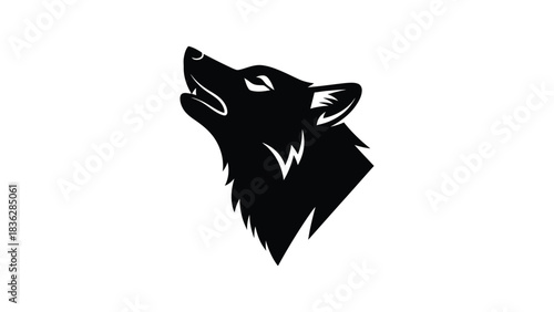 Black wolf head logo design