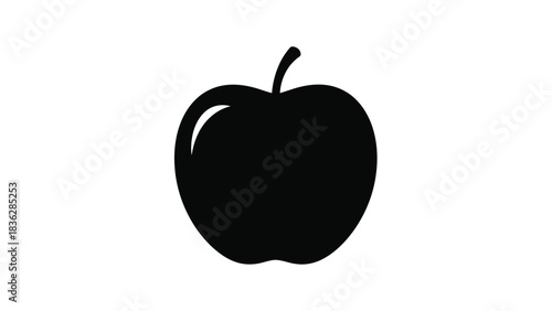 Simple black apple silhouette on white background